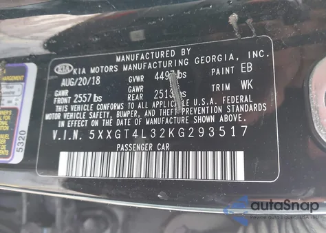 2019 Kia Optima S from USA, damaged, VIN 5XXGT4L32KG293517